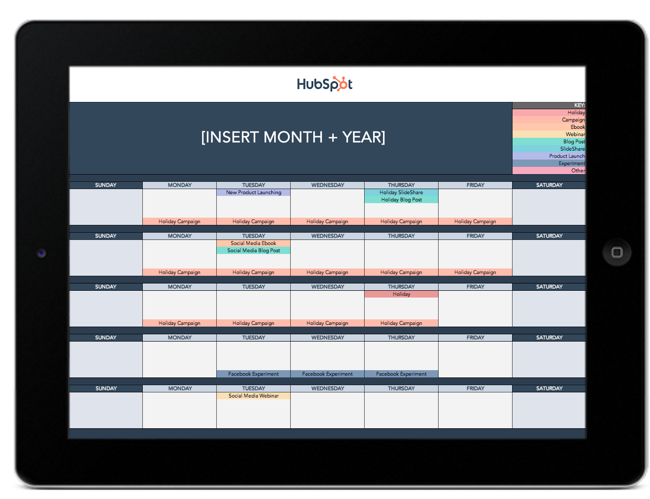 hubspot social media calendar template