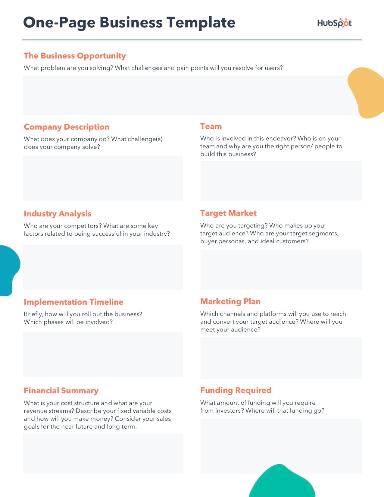 Marketing Plan Template Free Download from offers.hubspot.com