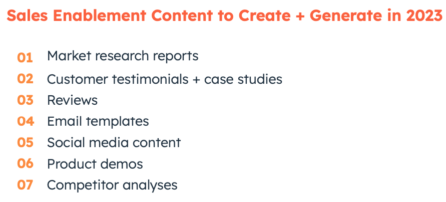 Sales enablement content to create in 2023