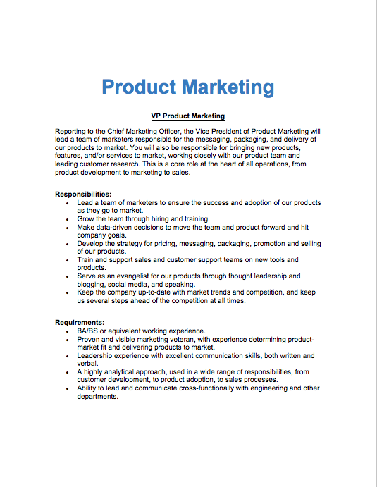 Pre-Written Marketing Job Description | 37 Samples for ...