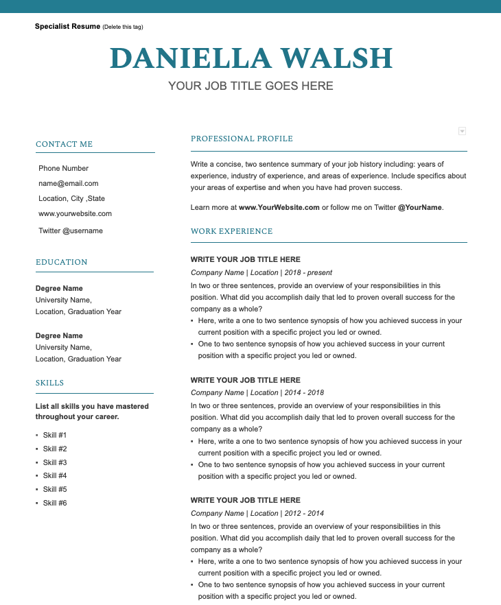 resume template for free
