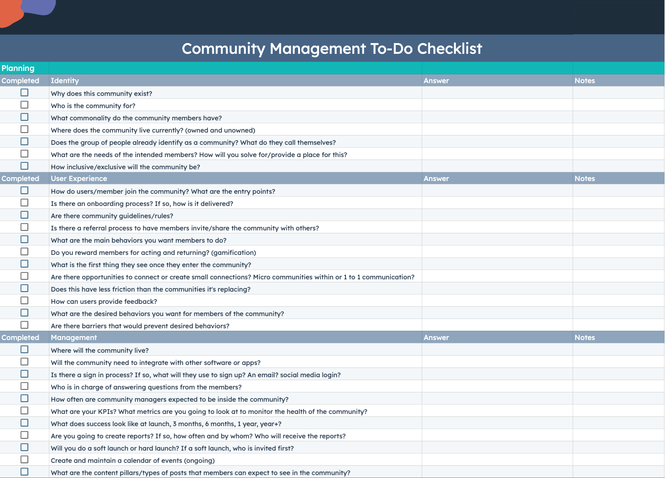 community launch checklist