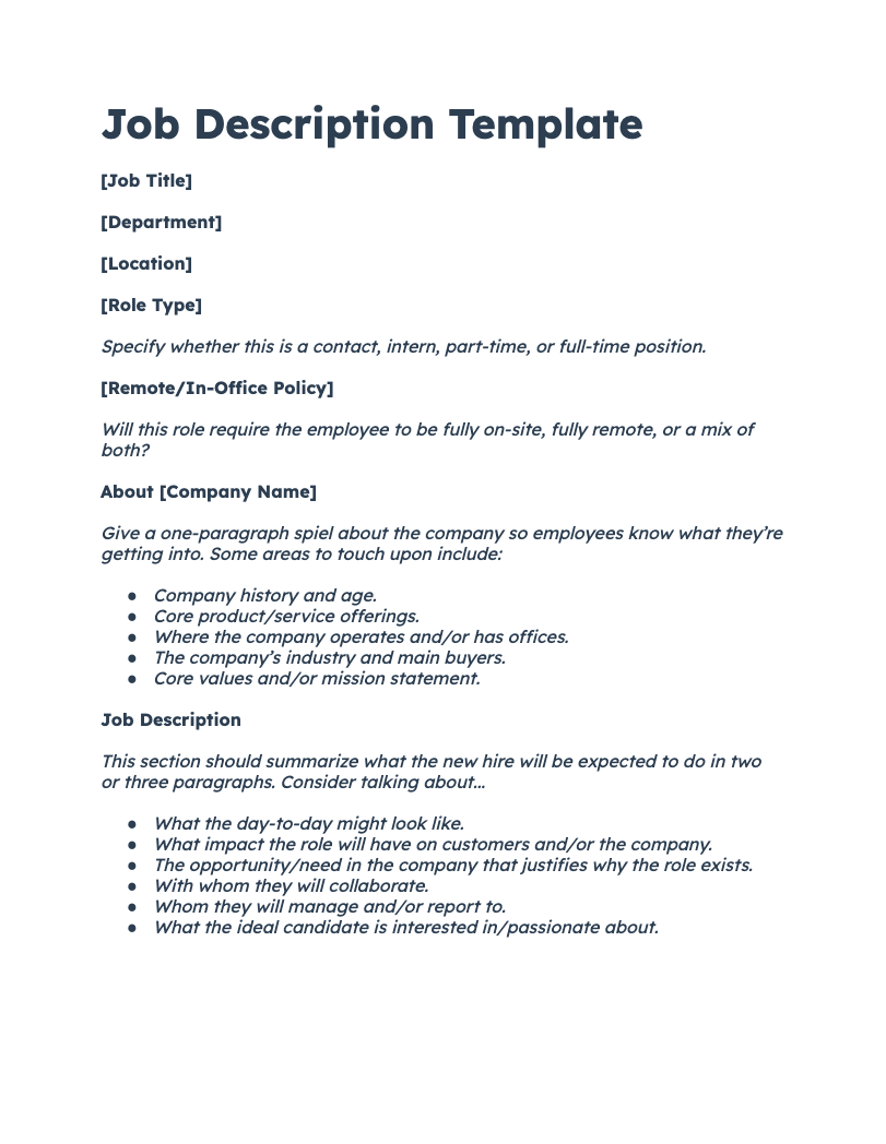 job description template