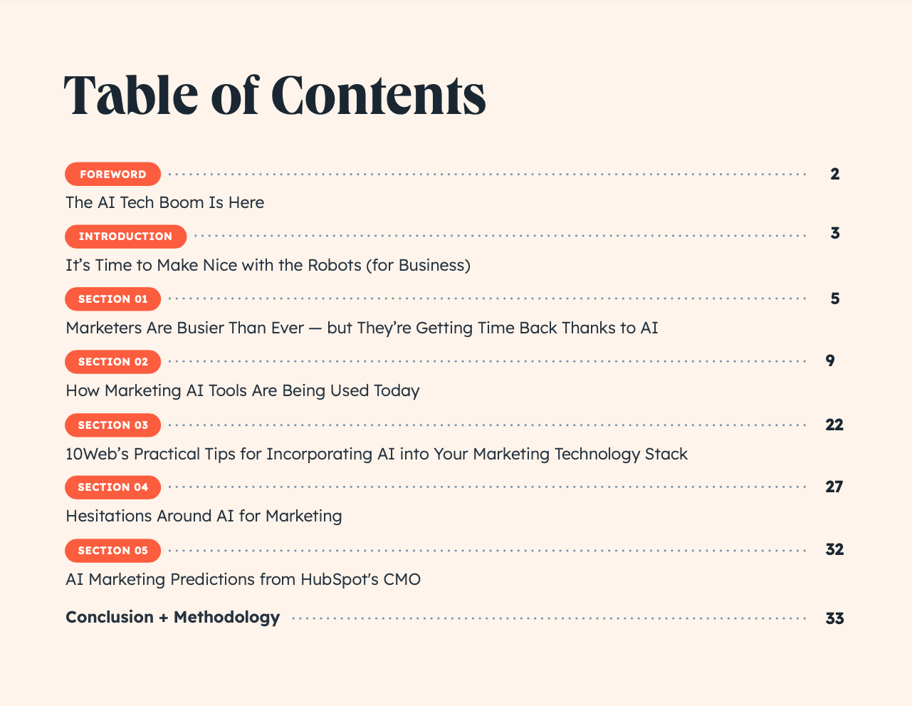 AI Trends Table of Contents
