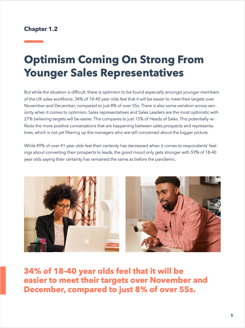 Future of Sales Report - Optimism coming on from younger sales representatives 