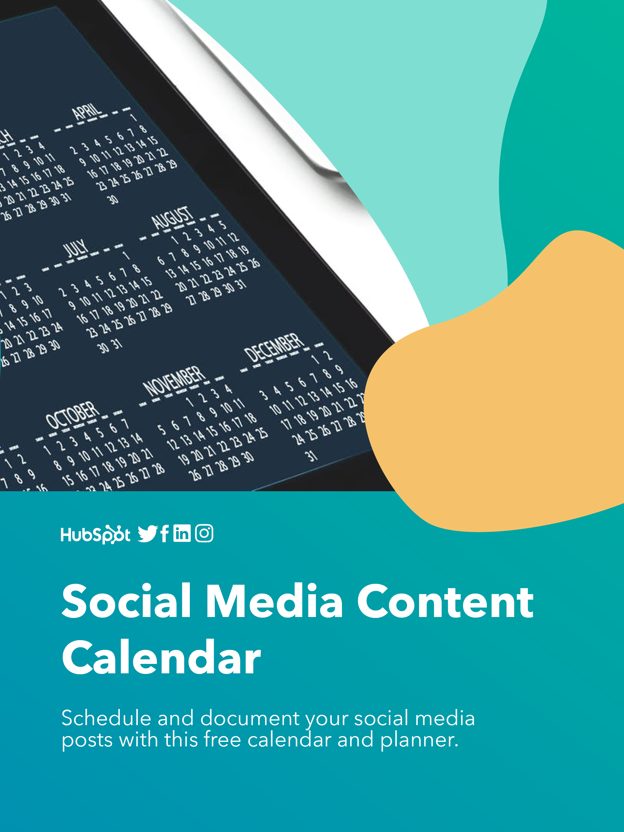hubspot social media content calendar: cover page